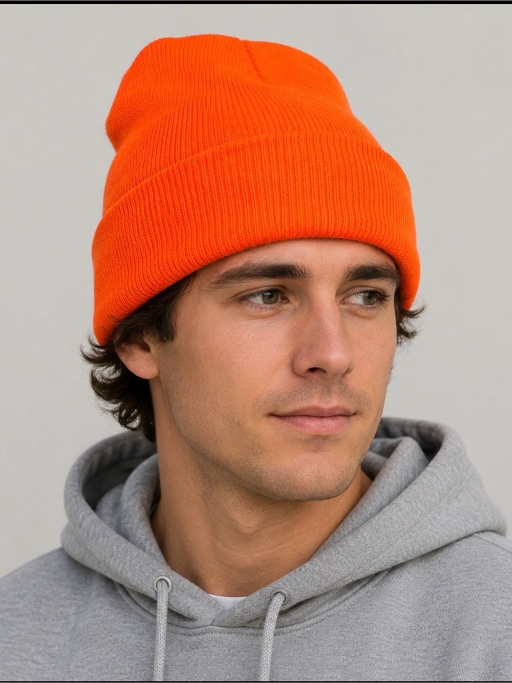 Orange knit beanie